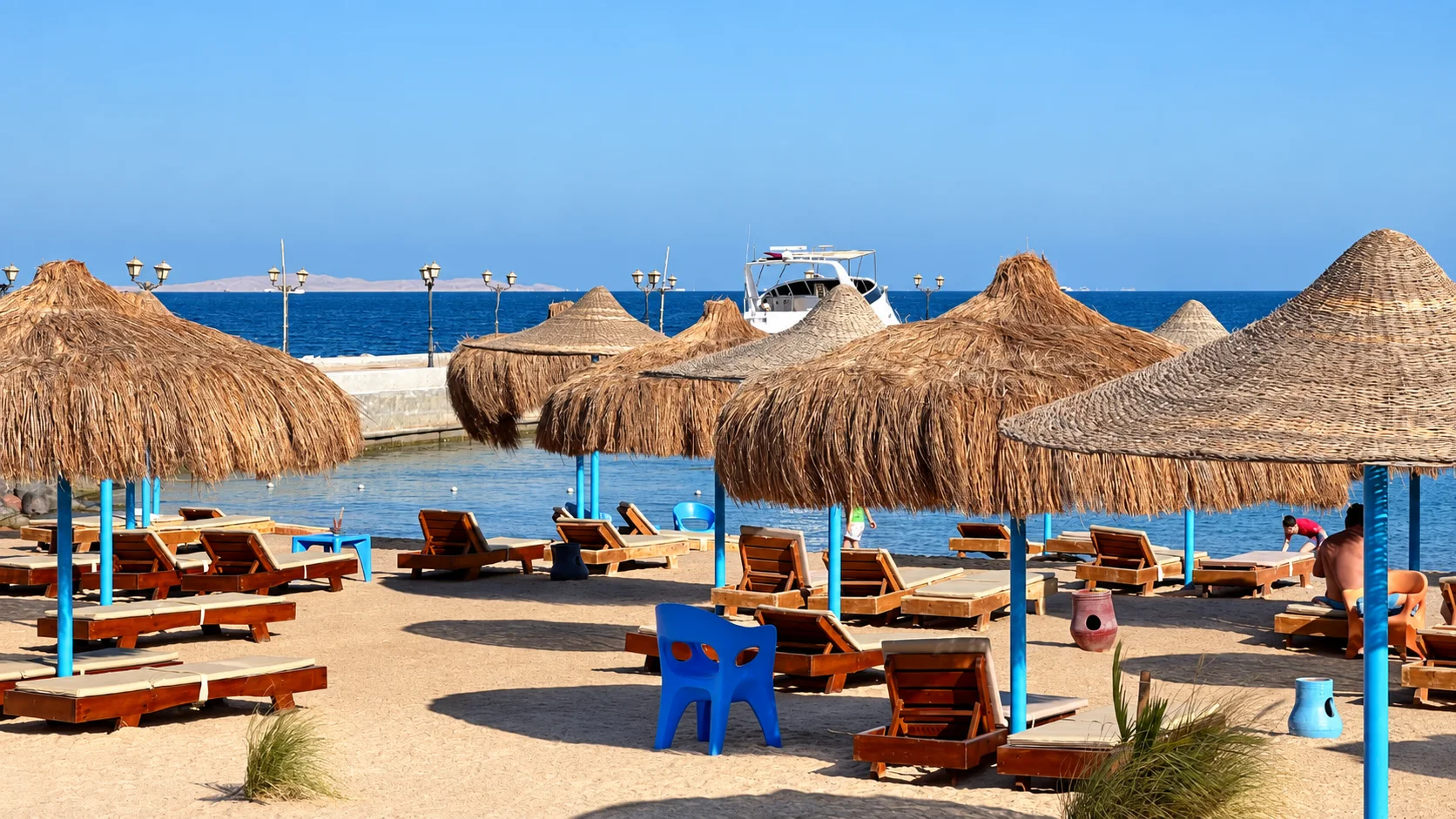 Resort beach and sun loungers